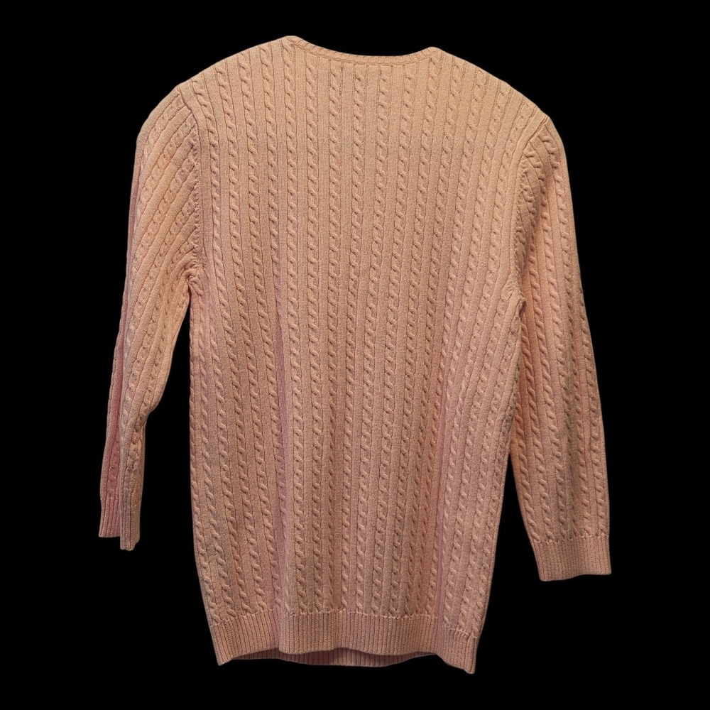 American Living Womens Sz Large Cable Knit Sweater Light Pink 100% Cotton - Picture 2 of 7